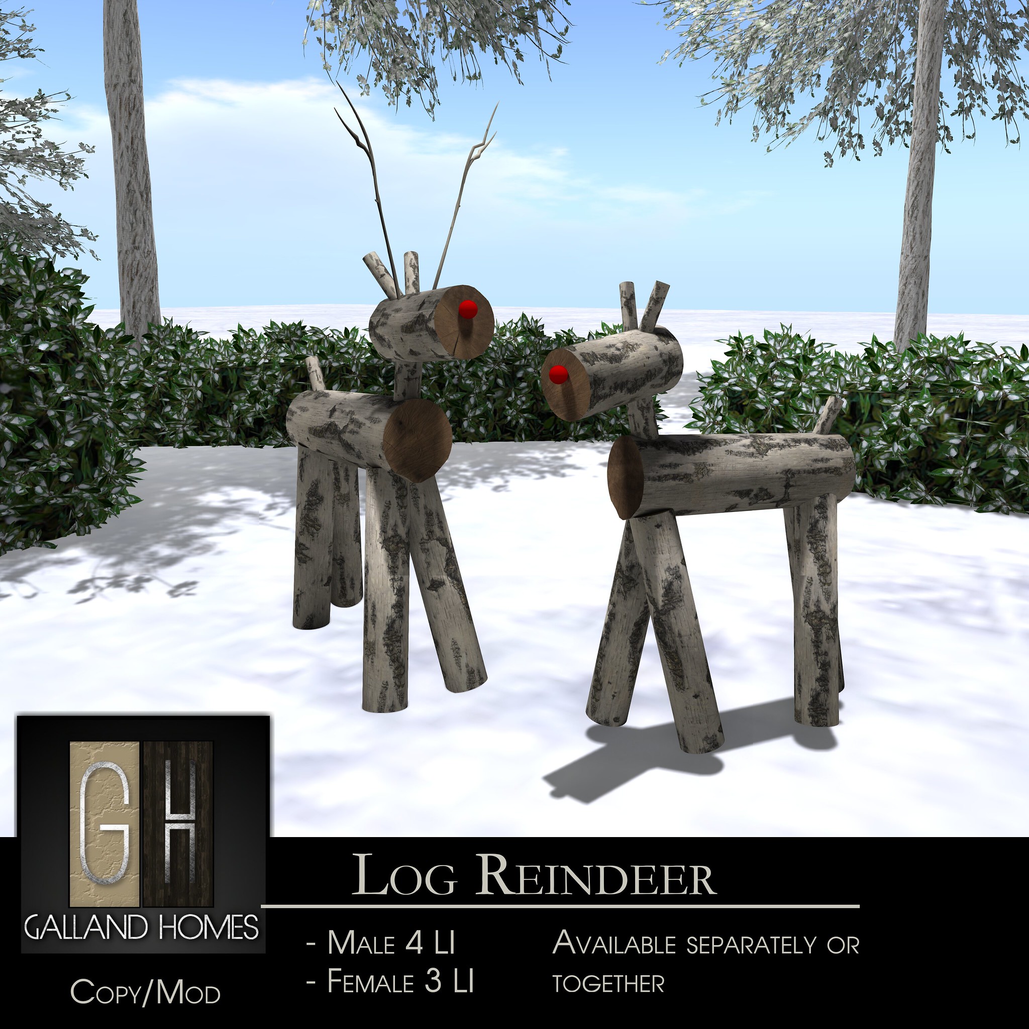 Galland Homes – Log Reindeer