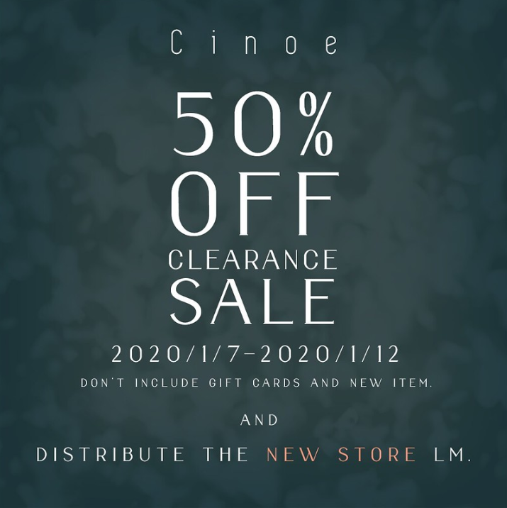 Cinoe – 50% Clearance Sale