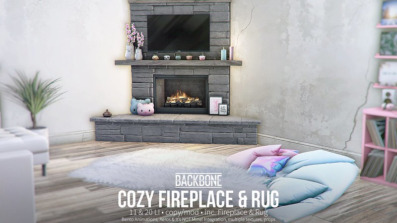BackBone – Cozy Fireplace & Rug
