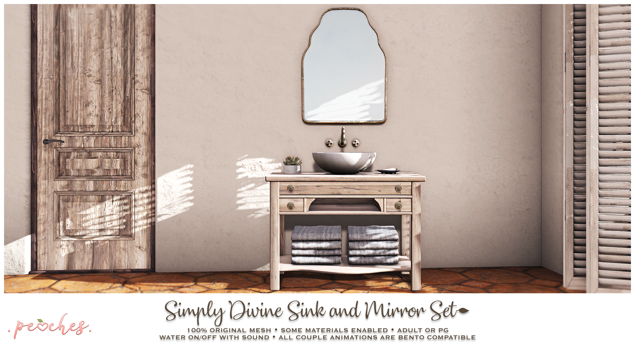 Peaches – Simply Divine Sink and Mirror Set