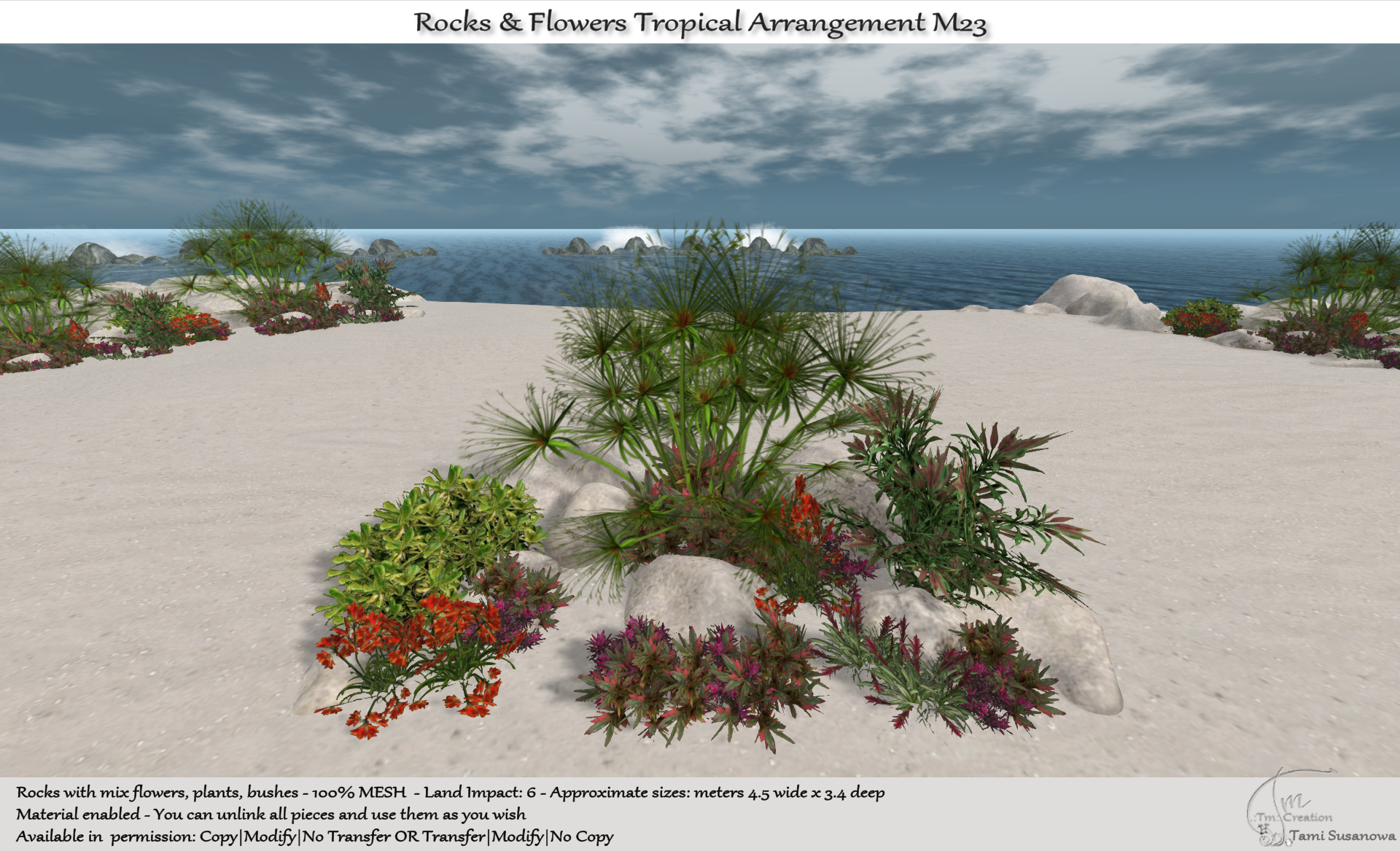 TM Creations – Rocks & Flowers Tropical Arrangement