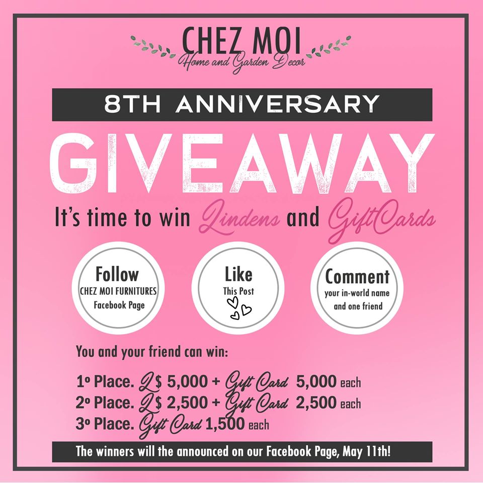 Chez Moi – 8th Years Anniversary Giveaway
