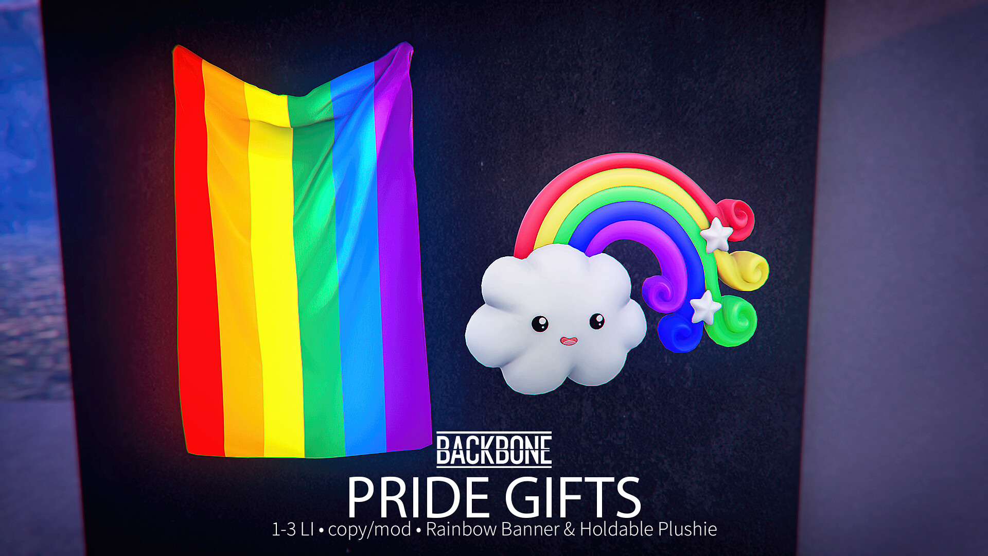 BackBone – Rainbow Banner & Holdable Plushie