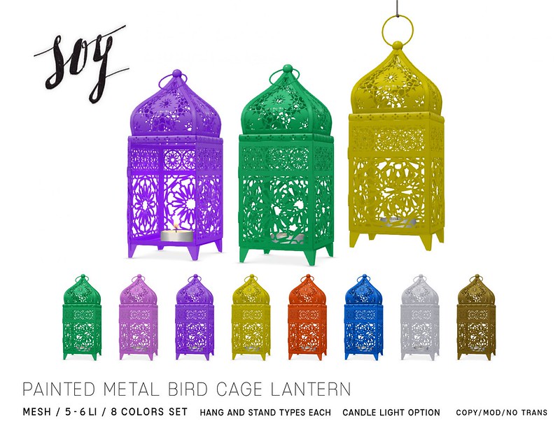 Soy – Painted Metal Bird Cage Lantern