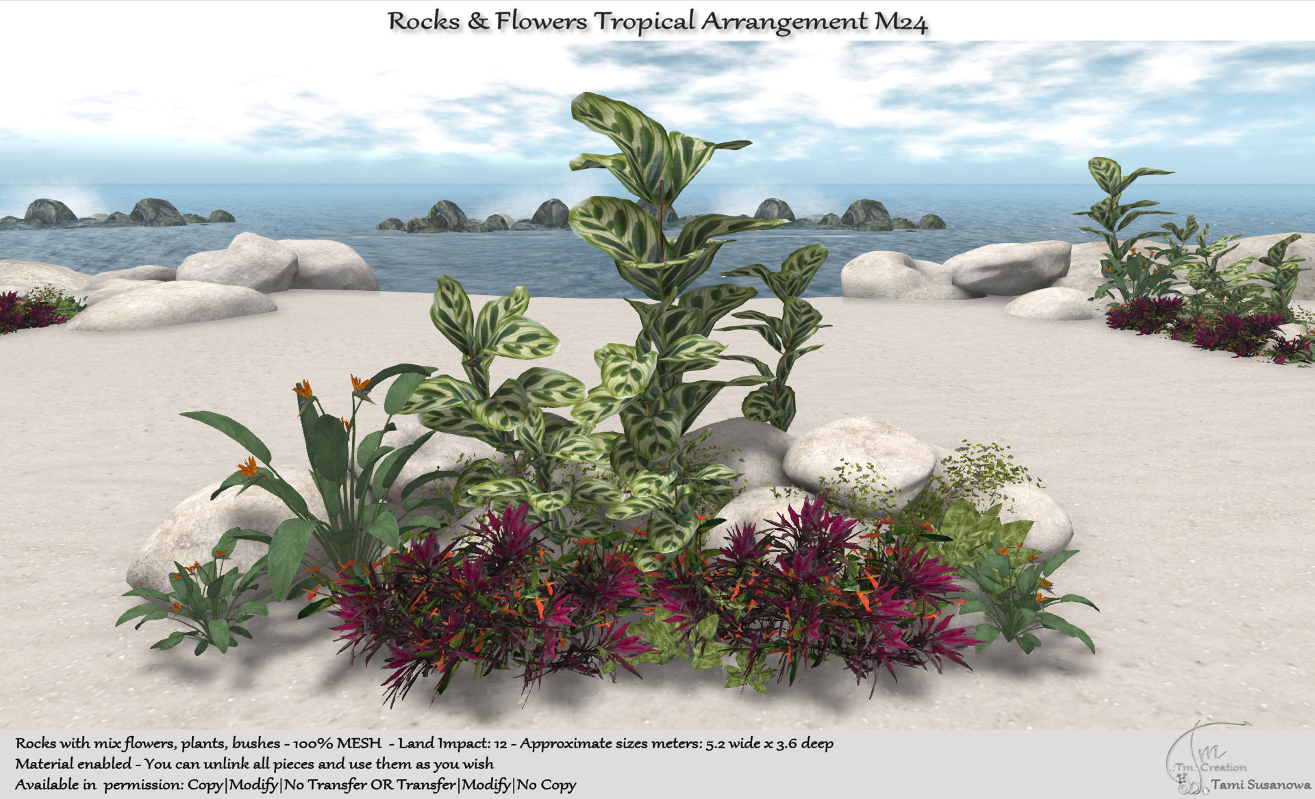 TM Creation – Tropical Flower Rock Arrangement