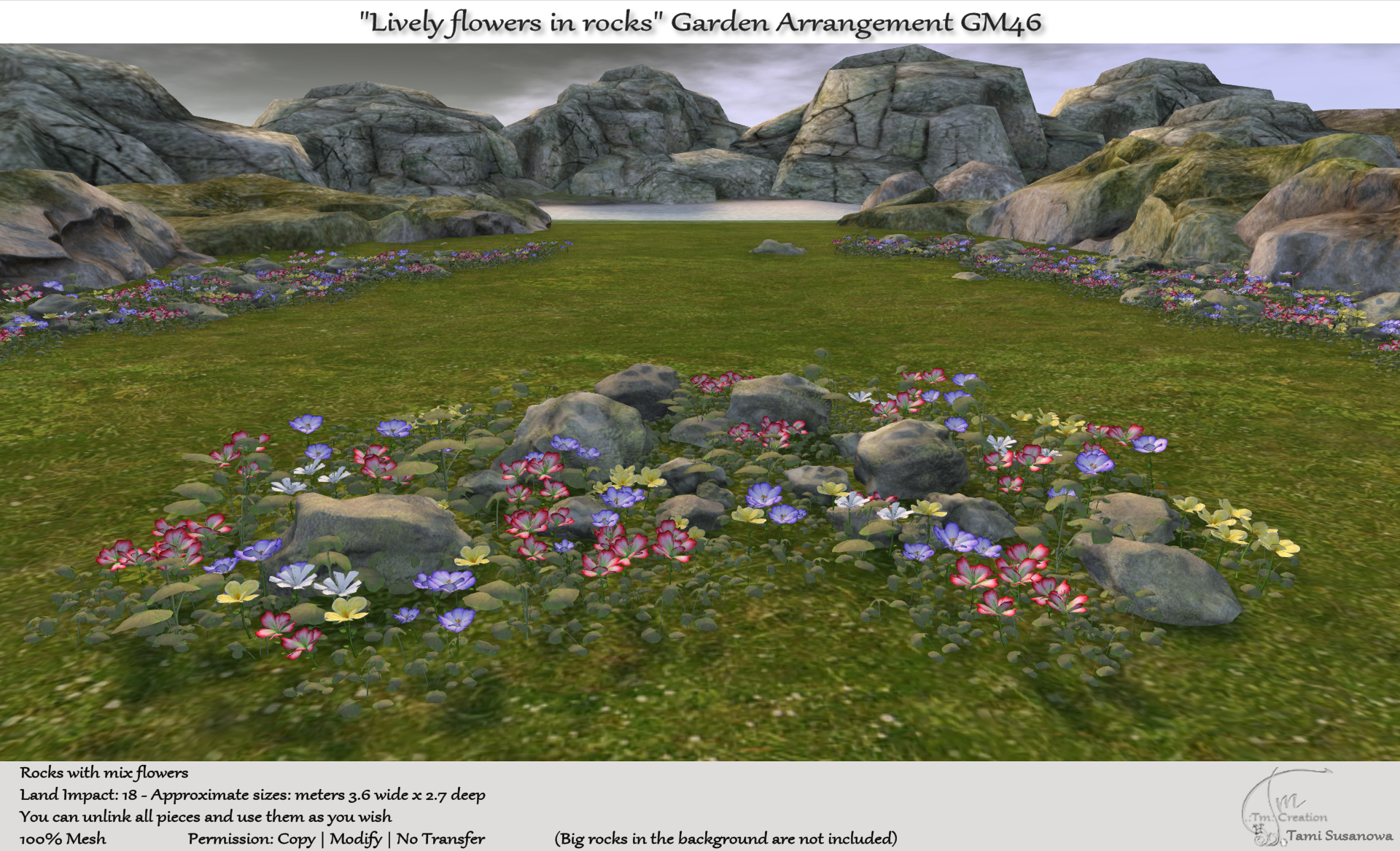 Tm Creation “Lively flowers in rocks” Garden Arrangement