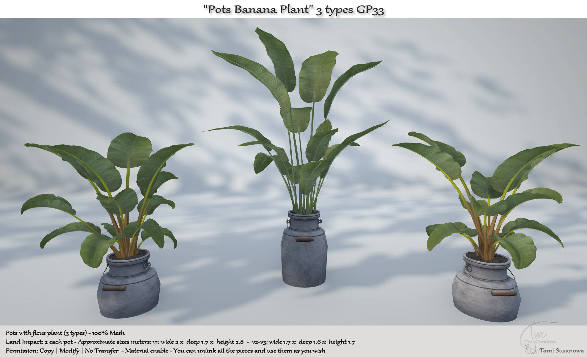 Tm Creation “Pots Banana Plant” 3 Types