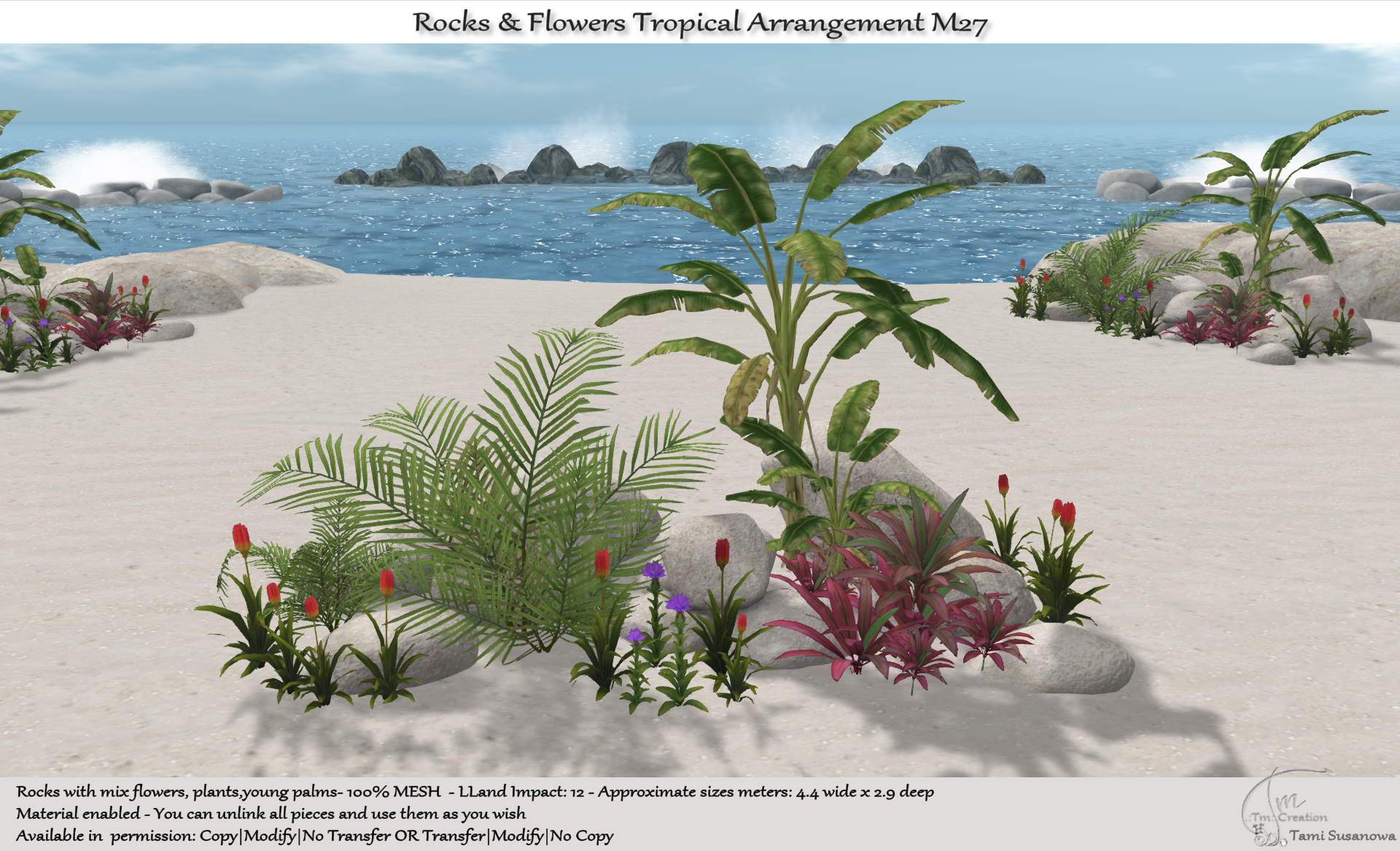 Tm Creation – Tropical Flowers Rocks Arrangement