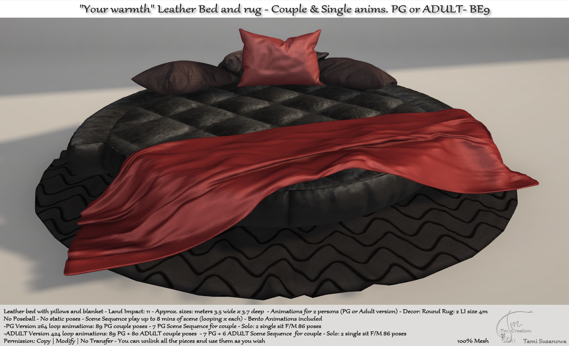 Tm Creation “Your Warmth” Leather Bed and Rug