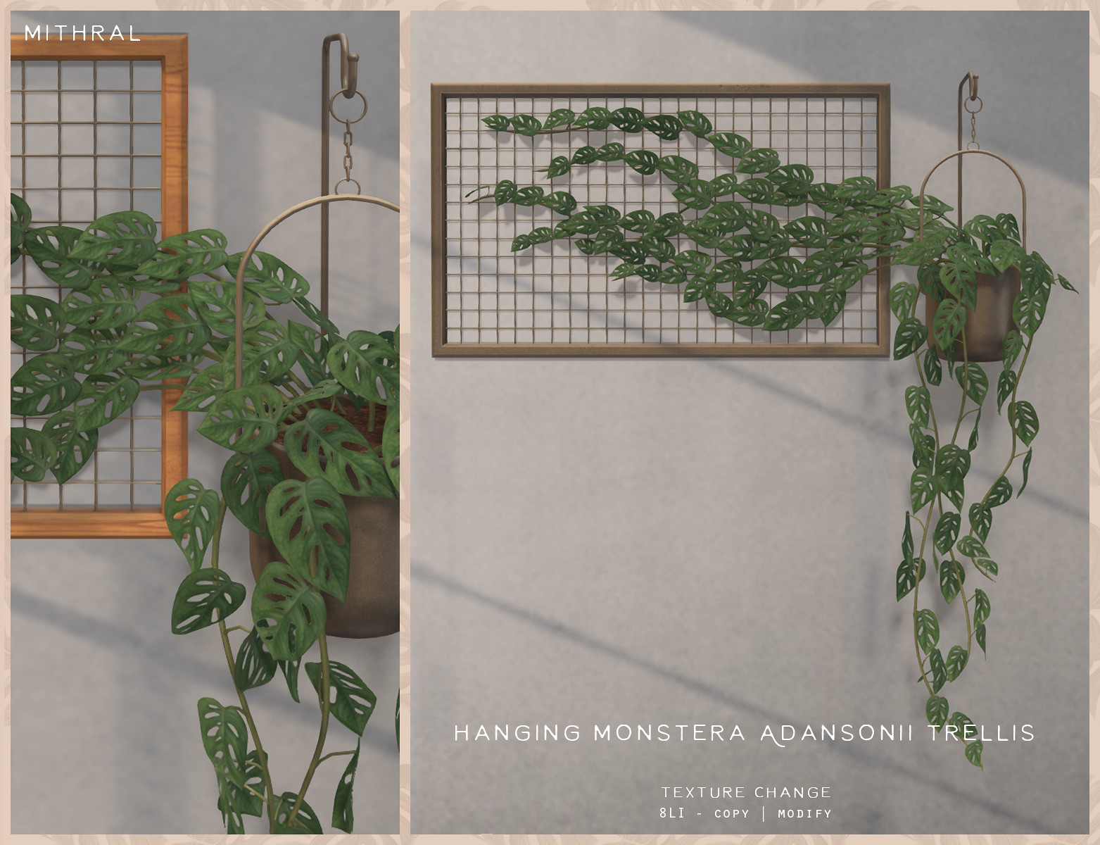 Mithral – Hanging Monstera Adansonii Trellis