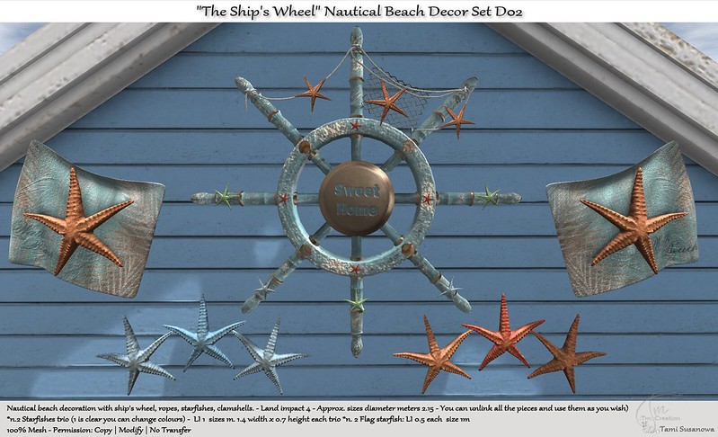 TM Creation – “The Ship’s Wheel” Nautical Beach Decor Set