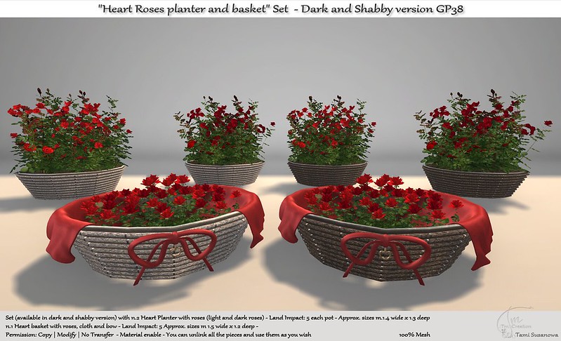 TM Creation – “Heart Roses Planter and Basket” Set