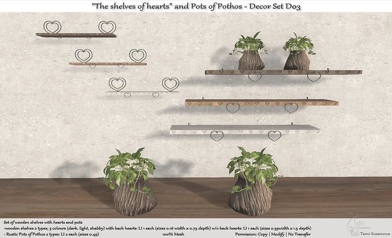 TM Creation – “The Shelves of hearts” and Pots of Pothos Decor Set