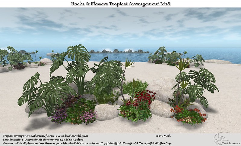 TM Creation – Tropical Flowers Rocks Arrangement