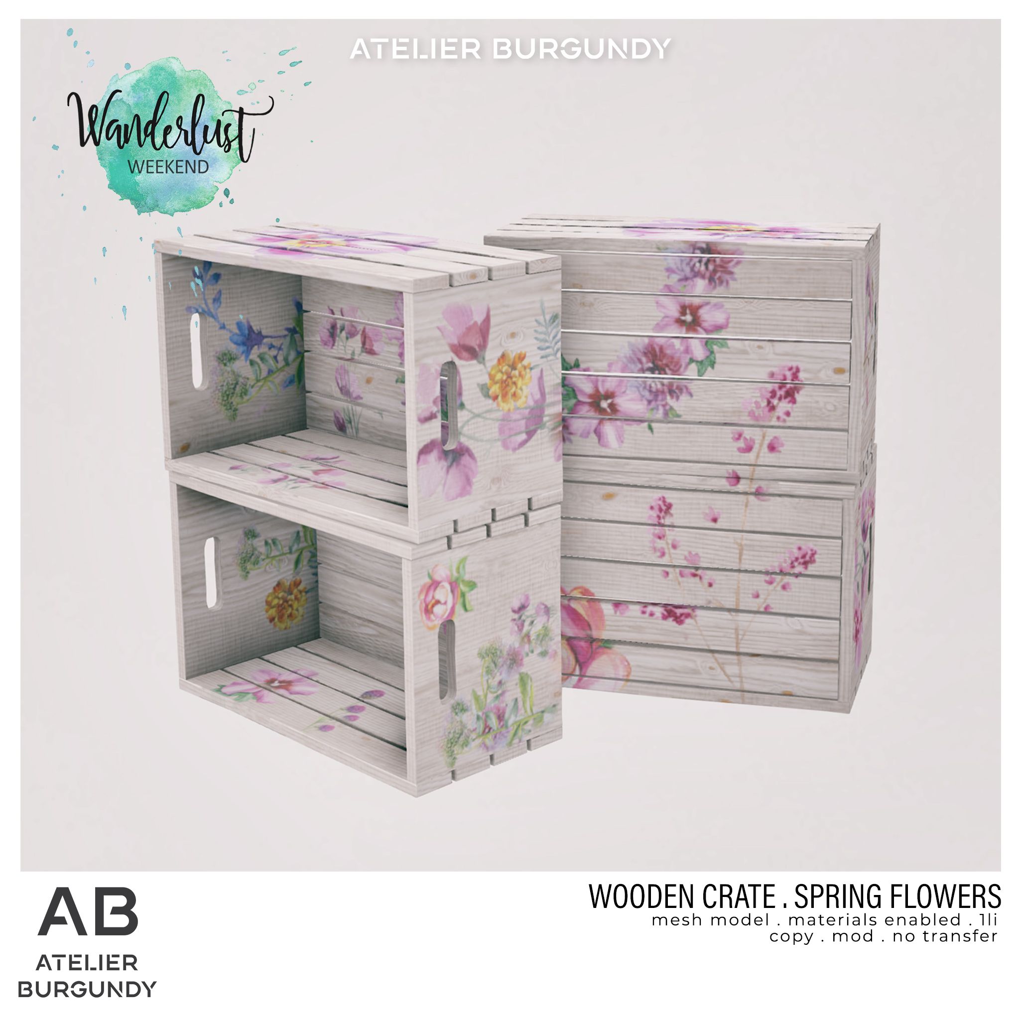 Atelier Burgundy – Wooden Crate