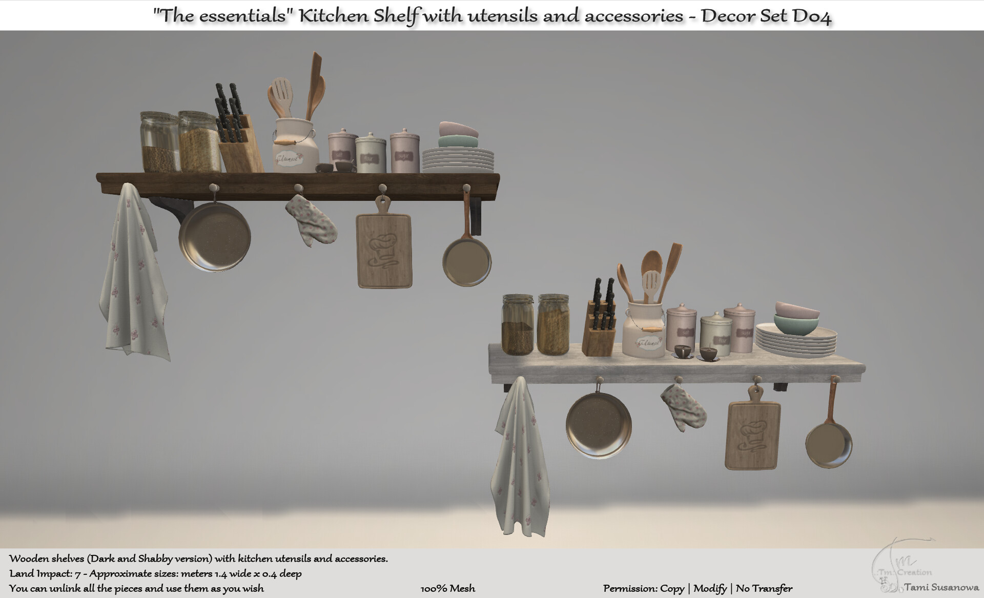 Tm Creation – “The Essentials” Kitchen Shelf Set