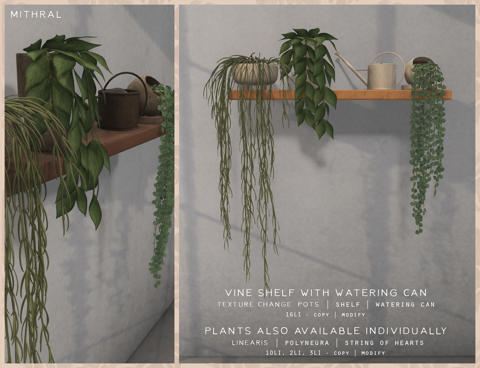 Mithral Apothecary – Vine Shelf With Watering Can
