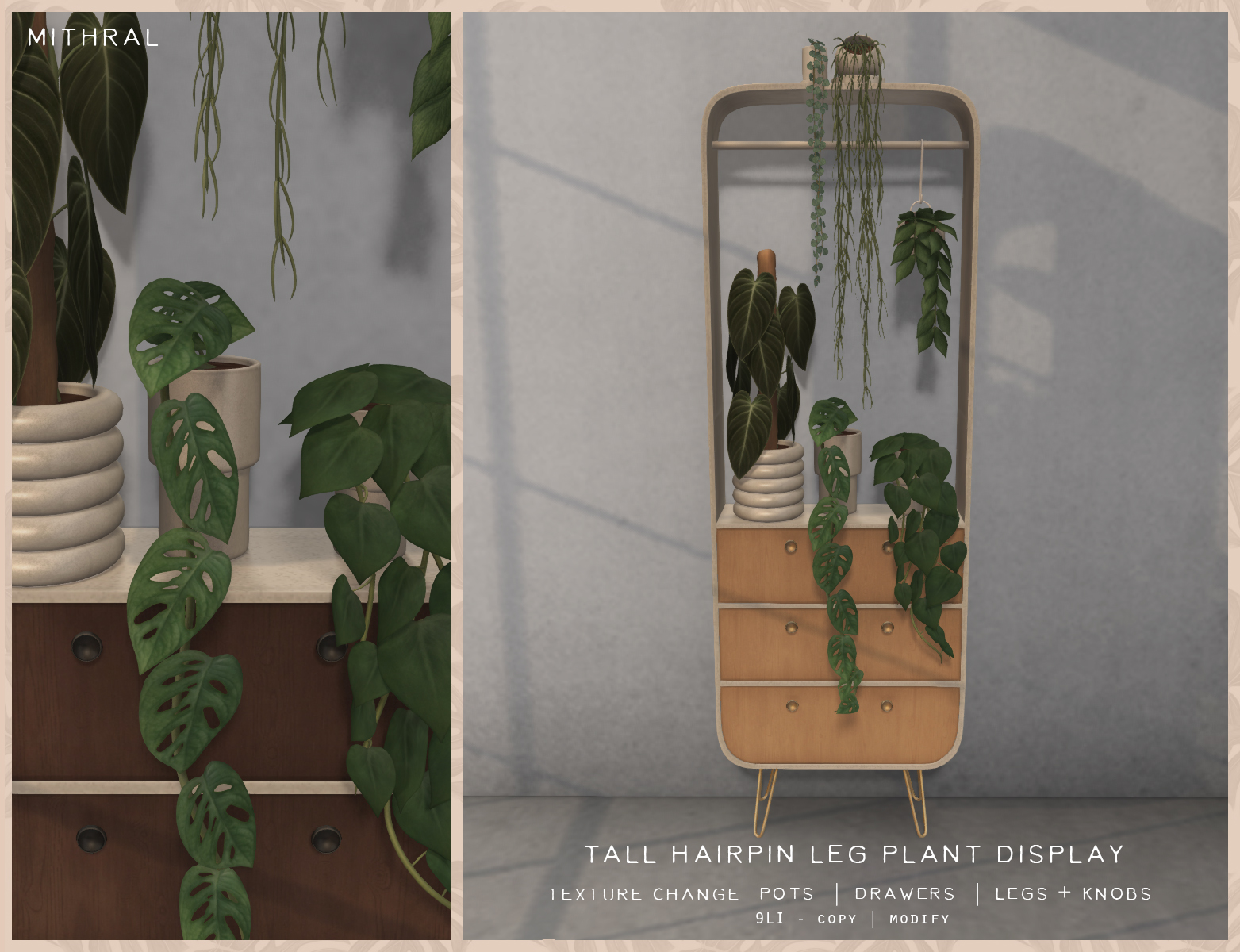 Mithral – Tall Hairpin Leg Plant Display