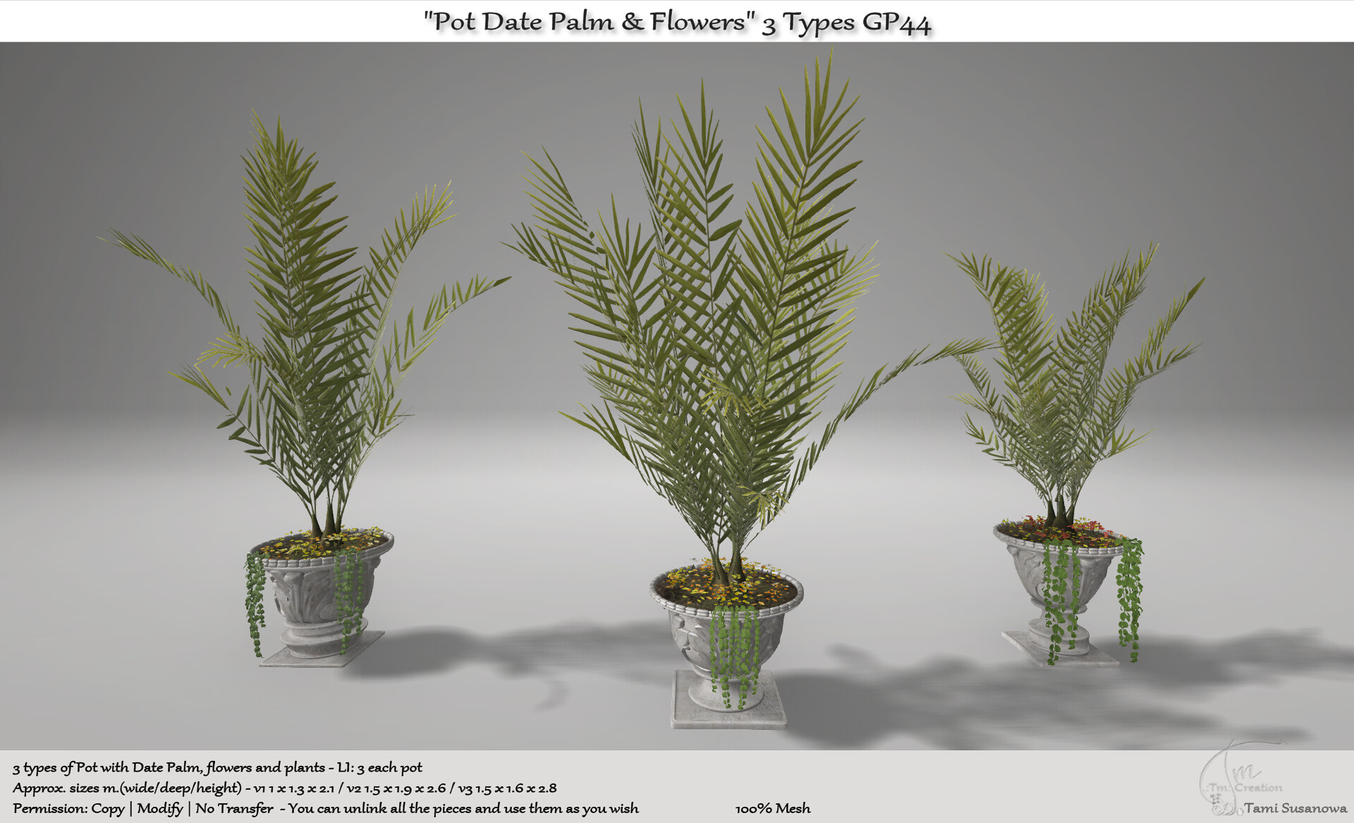 Tm Creation – Pot Date Palm and Flowers