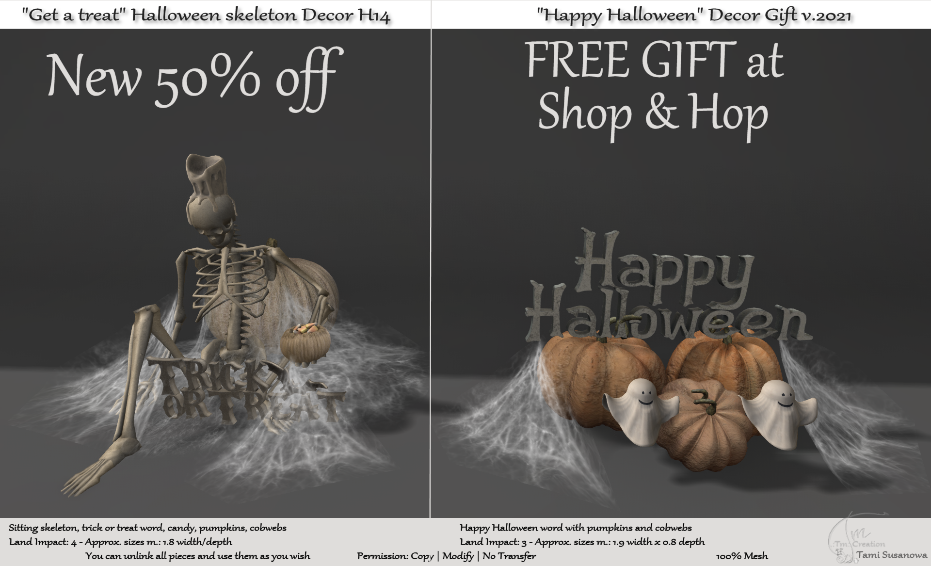 TM Creation – Get A Treat Halloween Skeleton Decor H14