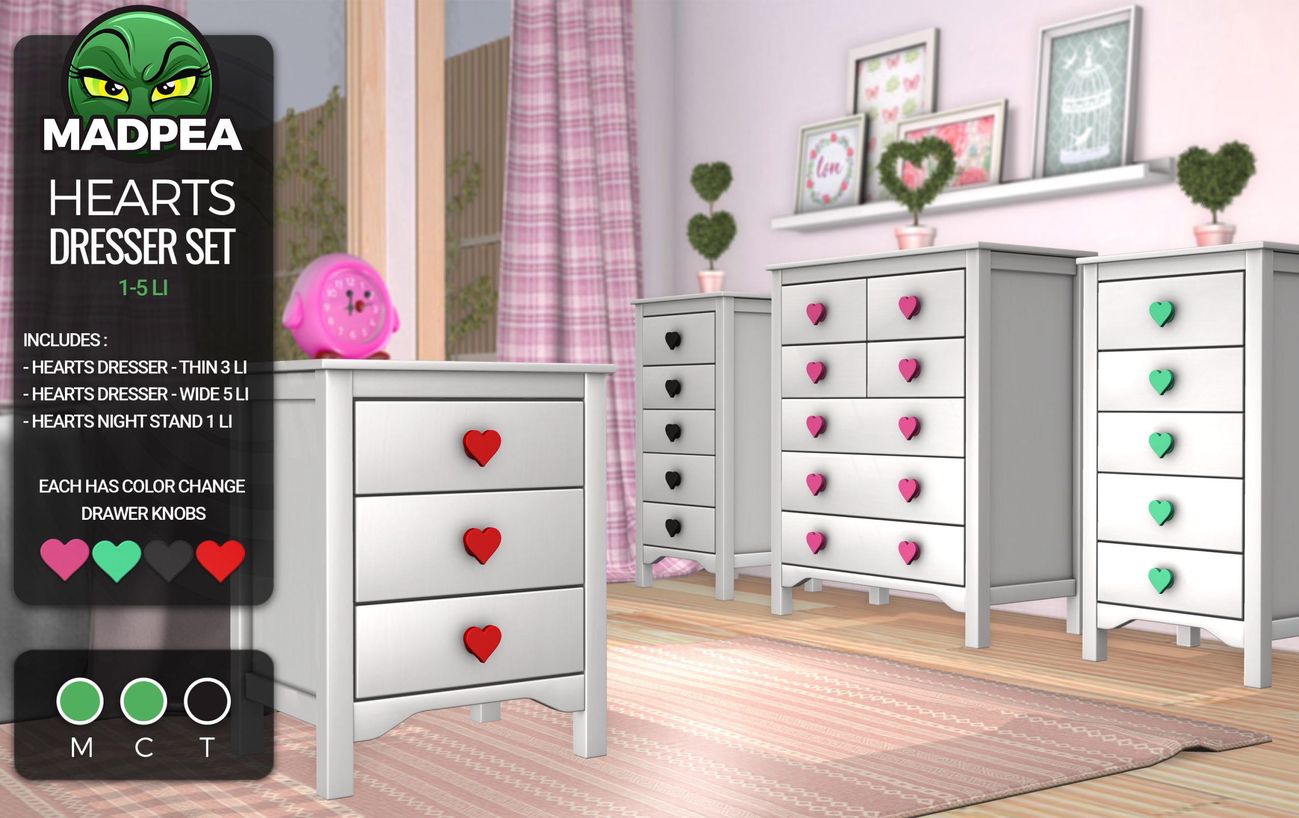 MadPea – Hearts Dresser Set