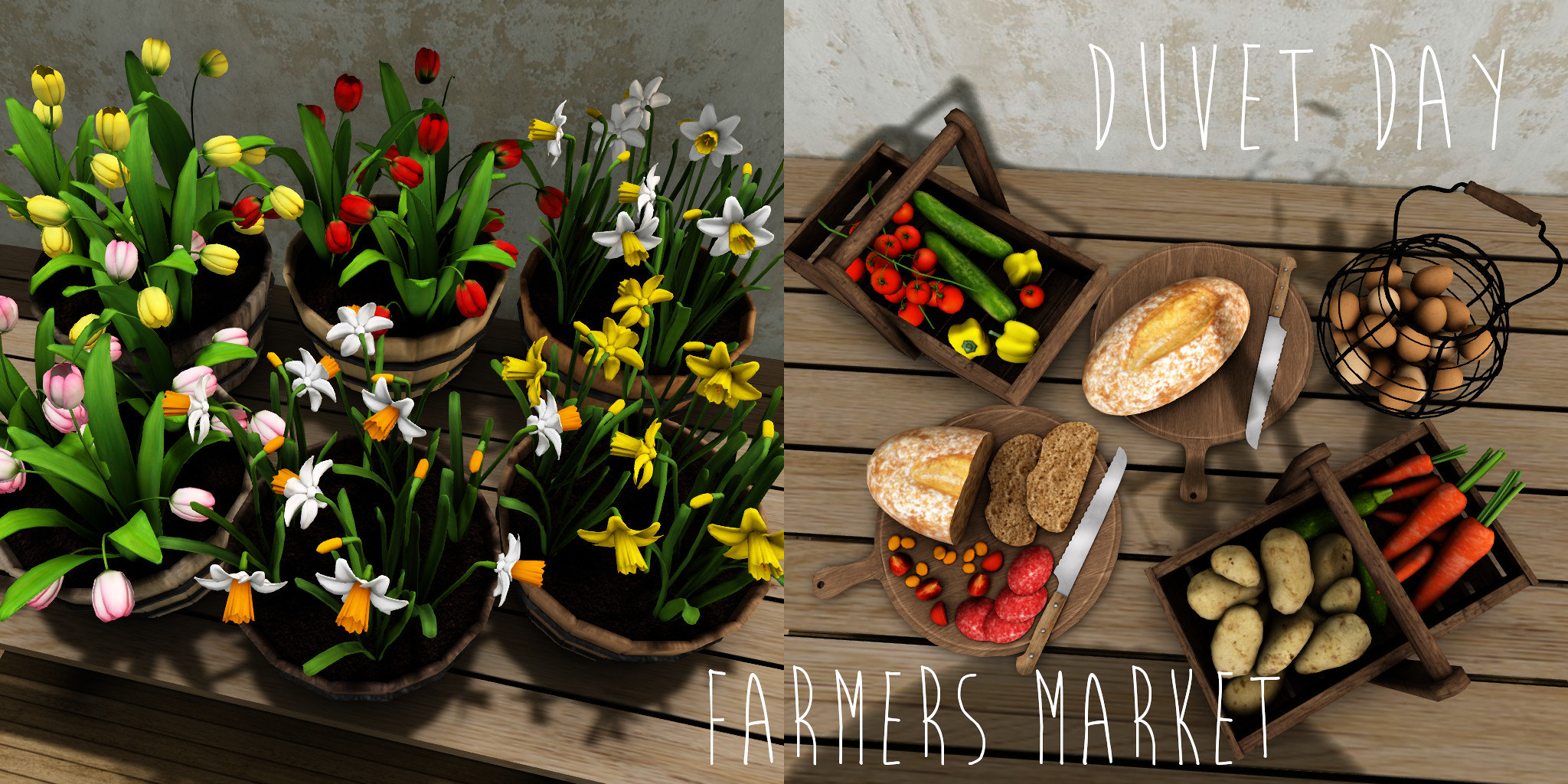 Duvet Day – Daffodils, Tulips, Food Boards, Vegetable Trugs & Egg Basket
