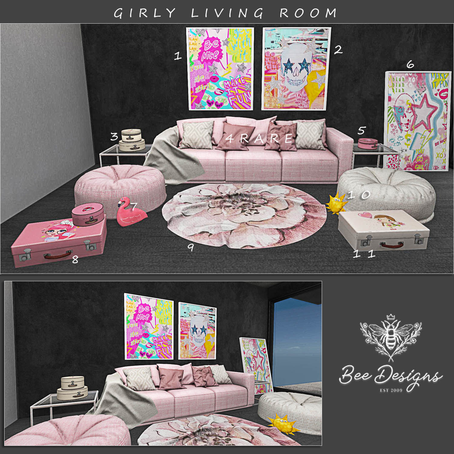 Bee Designs – Girly Living Room