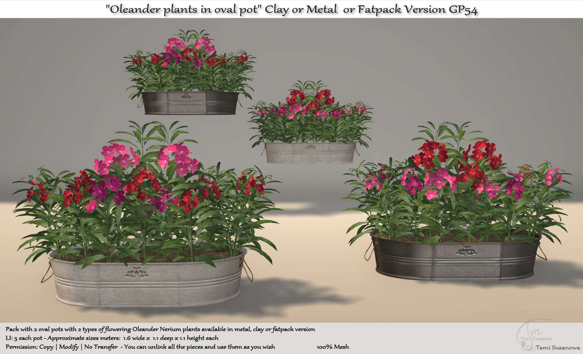 Tm Creation – “Oleander Plants In Oval Pot”