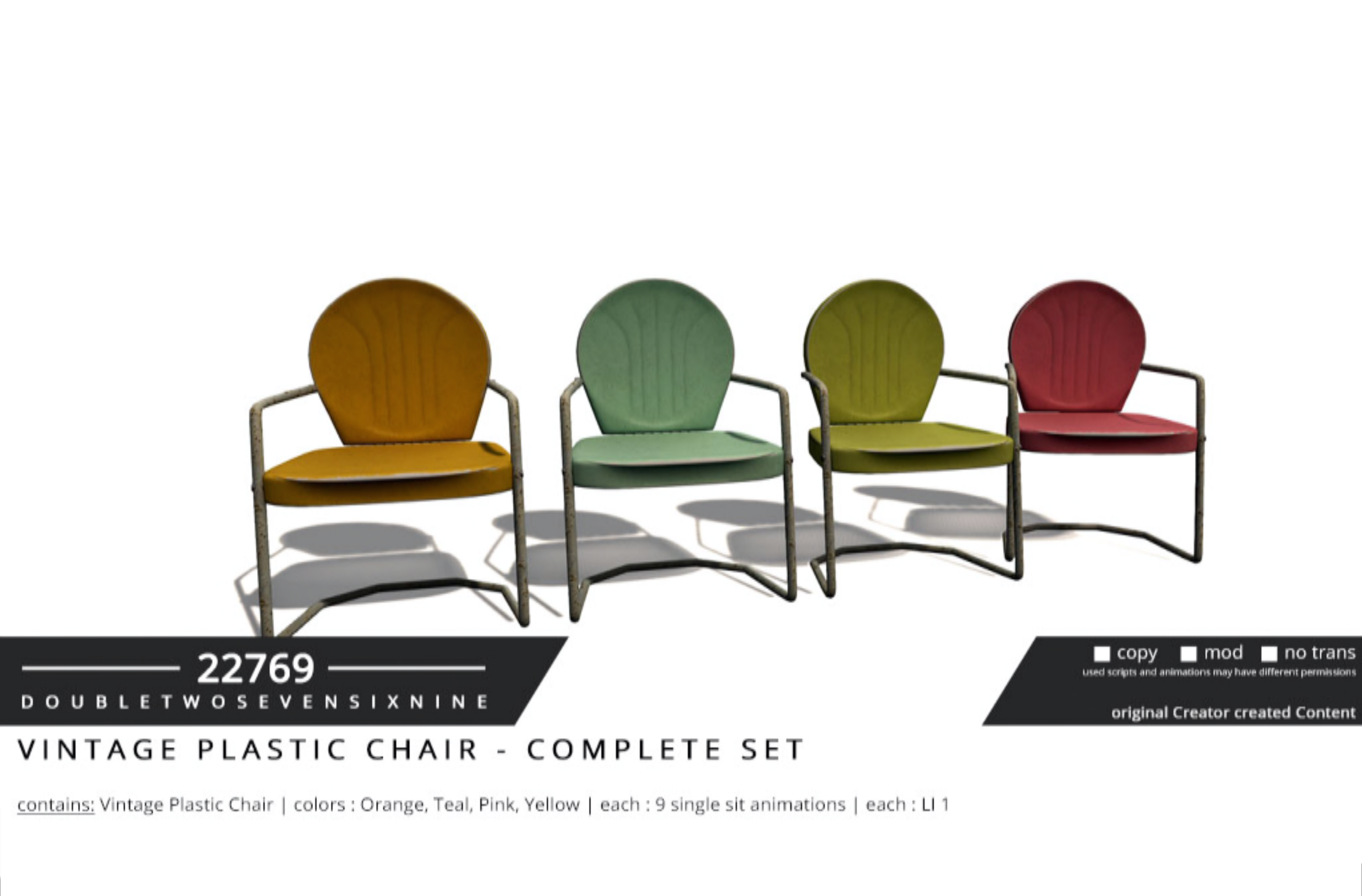 22769 – Vintage Plastic Chair Set