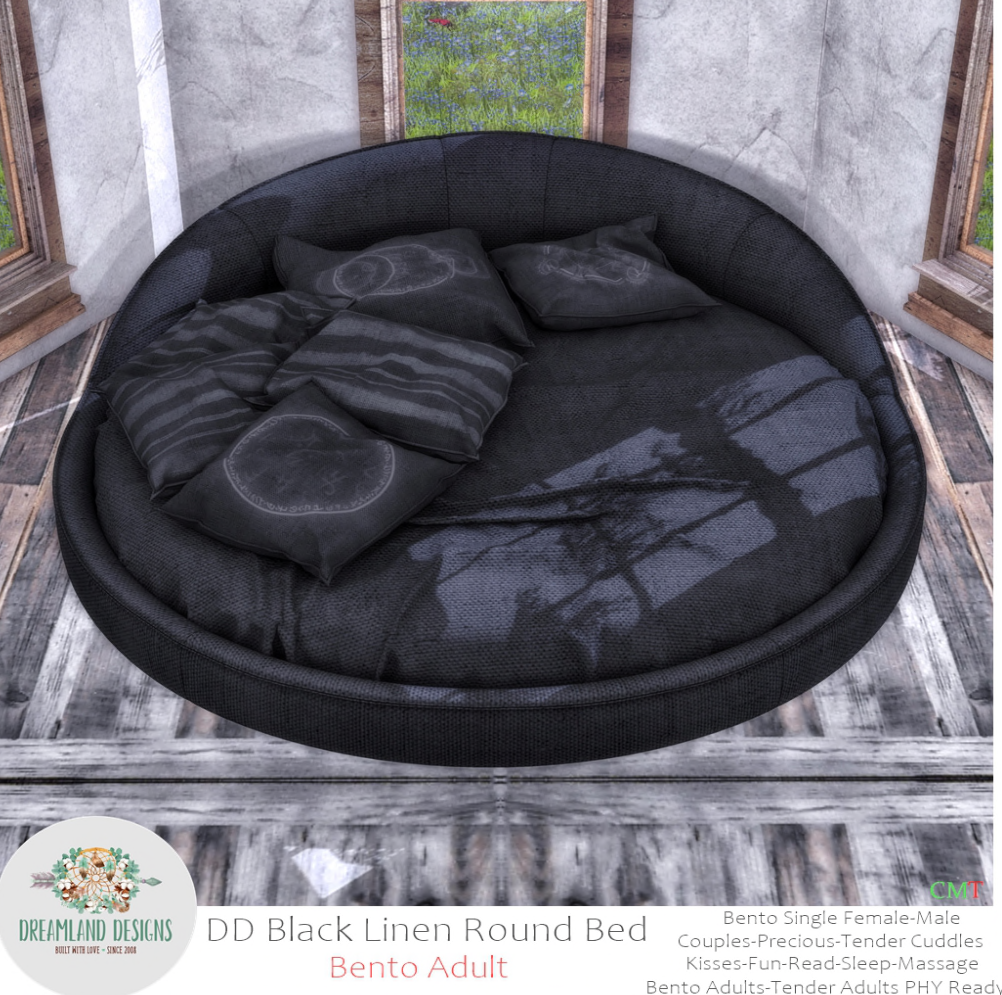 Dreamland Designs – Black Linen Round Bed