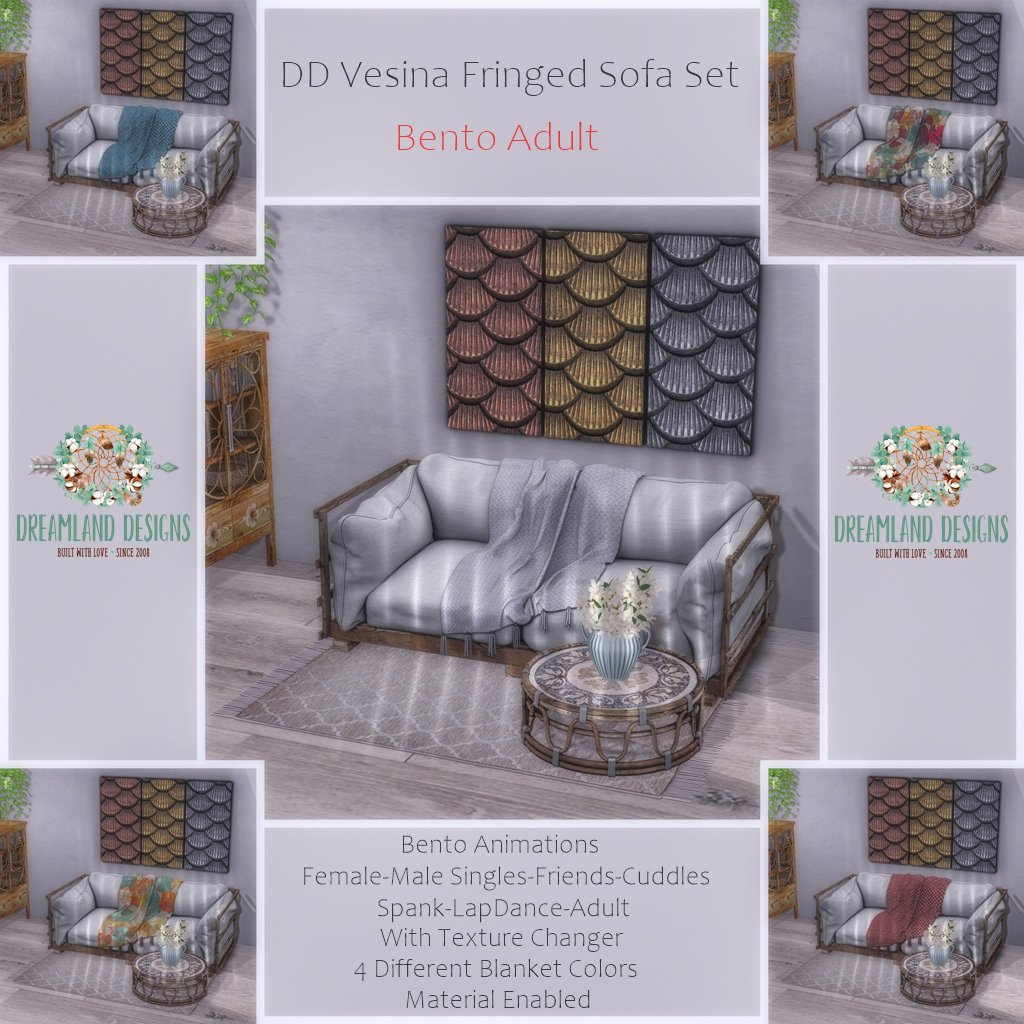 Dreamland Designs – Vesina Fringed Sofa Set