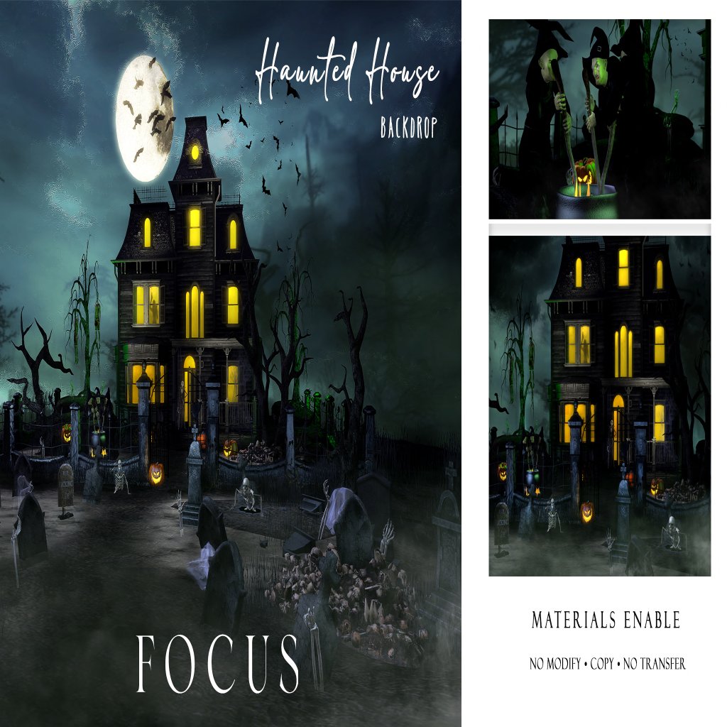 Focus Poses – Haunted House Backdrop