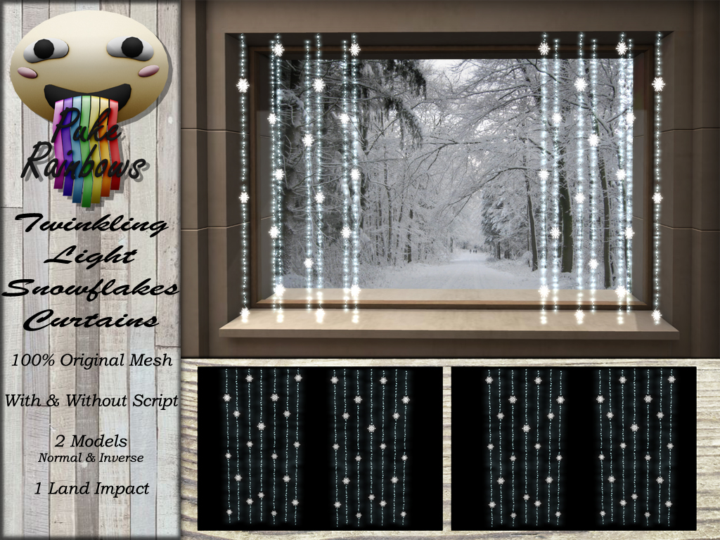 Puke Rainbows – Twinkling Light Snowflakes Curtains