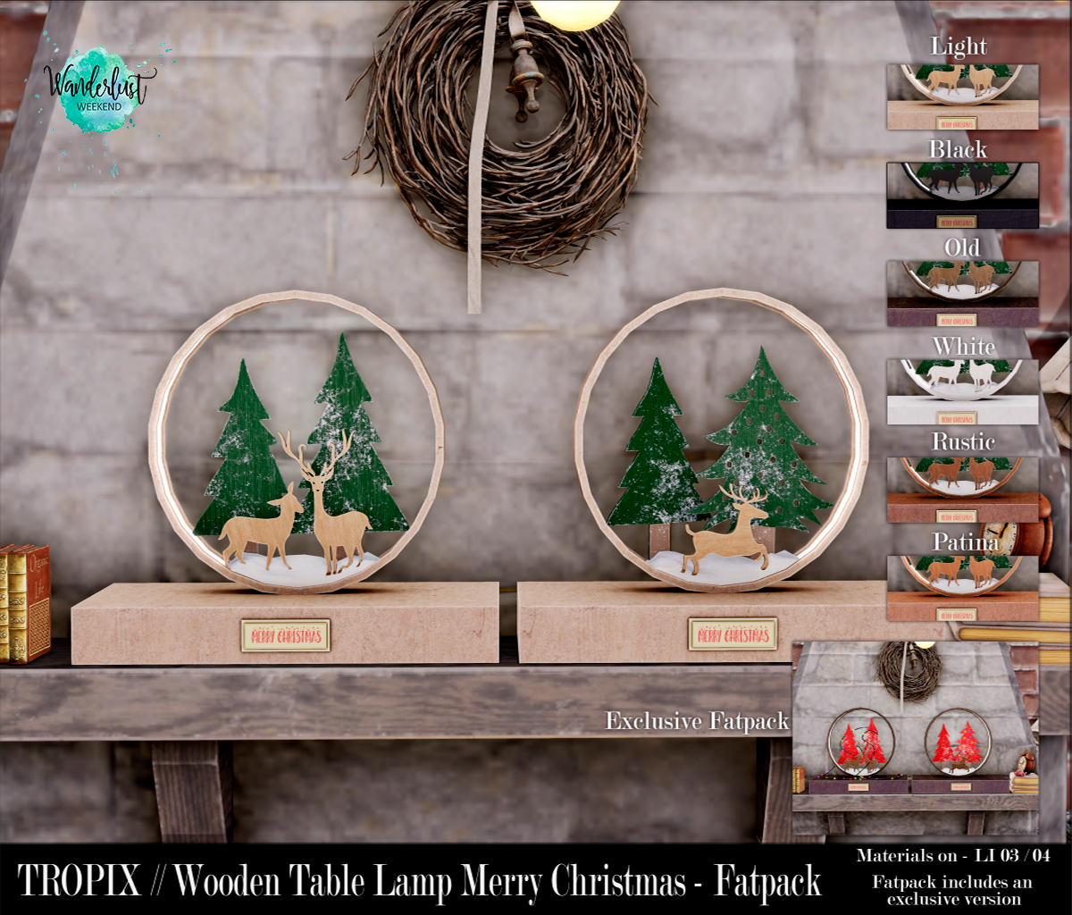 Tropix – Wooden Table Lamp Merry Christmas