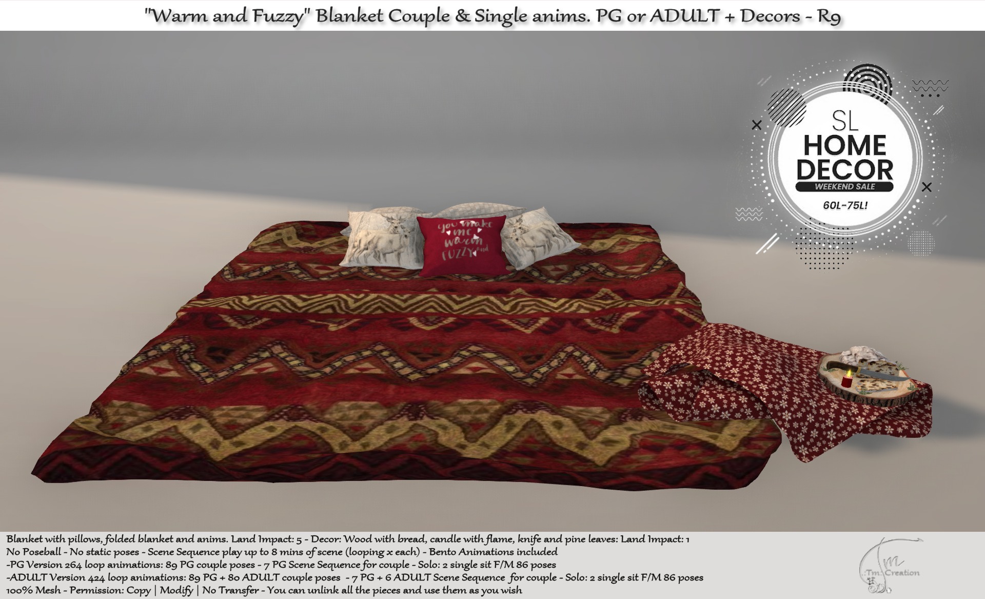 TM Creation – Warm & Fuzzy Blanket with anims. + décor