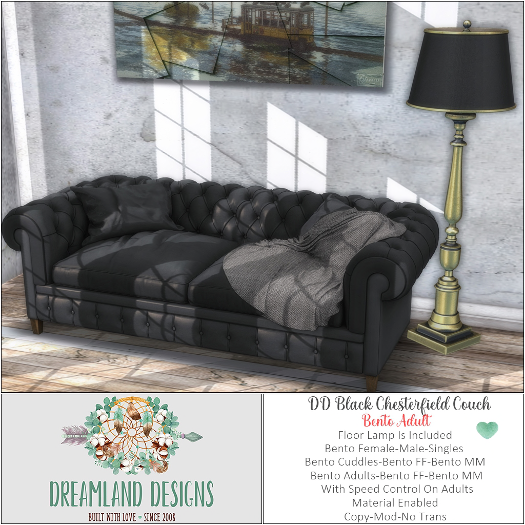 Dreamland Designs – Black Chesterfield Couch