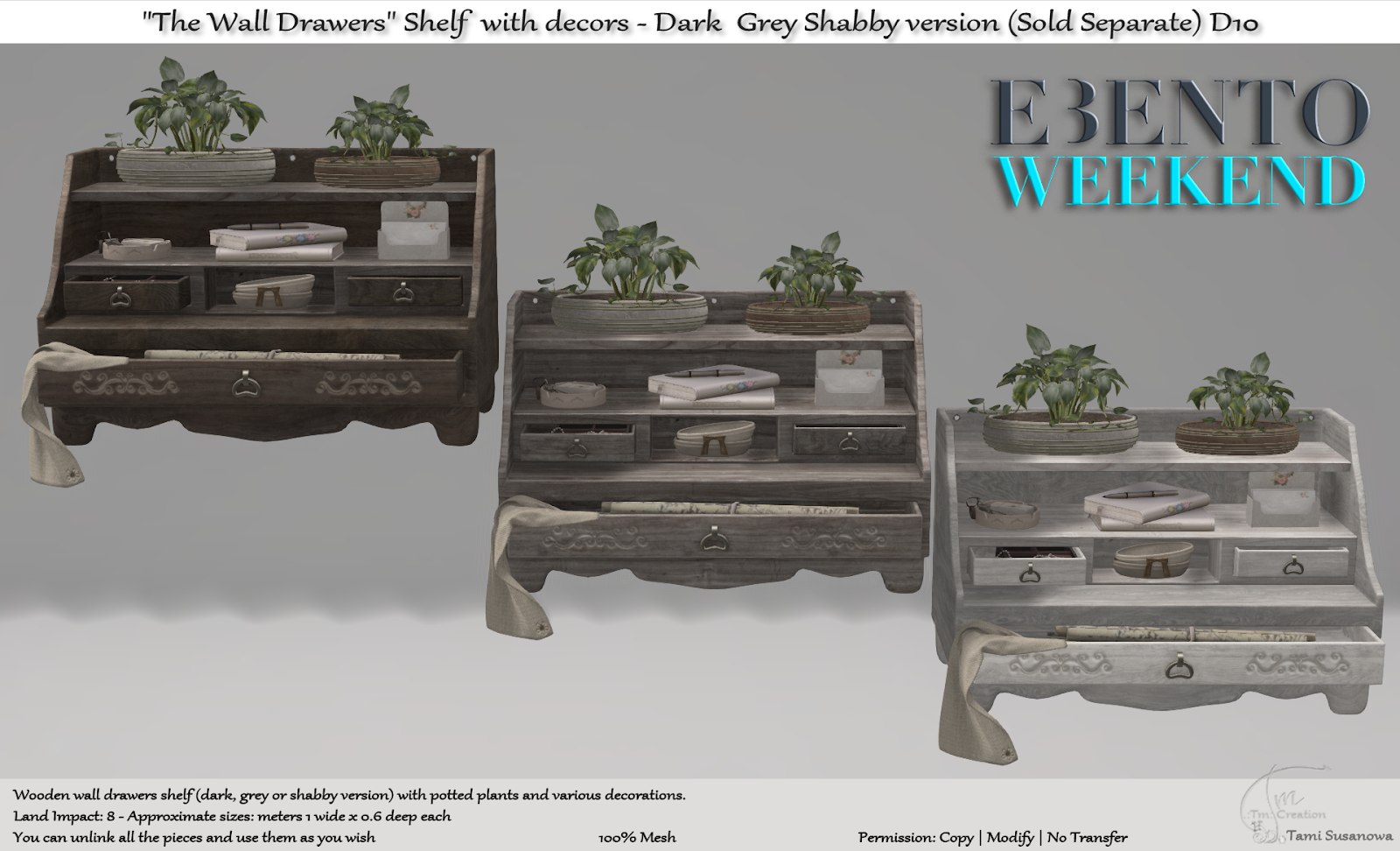 TM Creation – “The Wall Drawers” Shelf with Decors