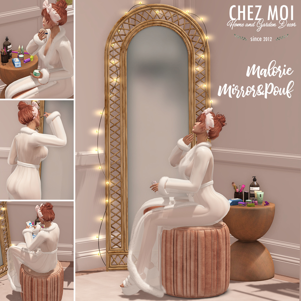 Chez Moi – Malorie Mirror & Pouf Set