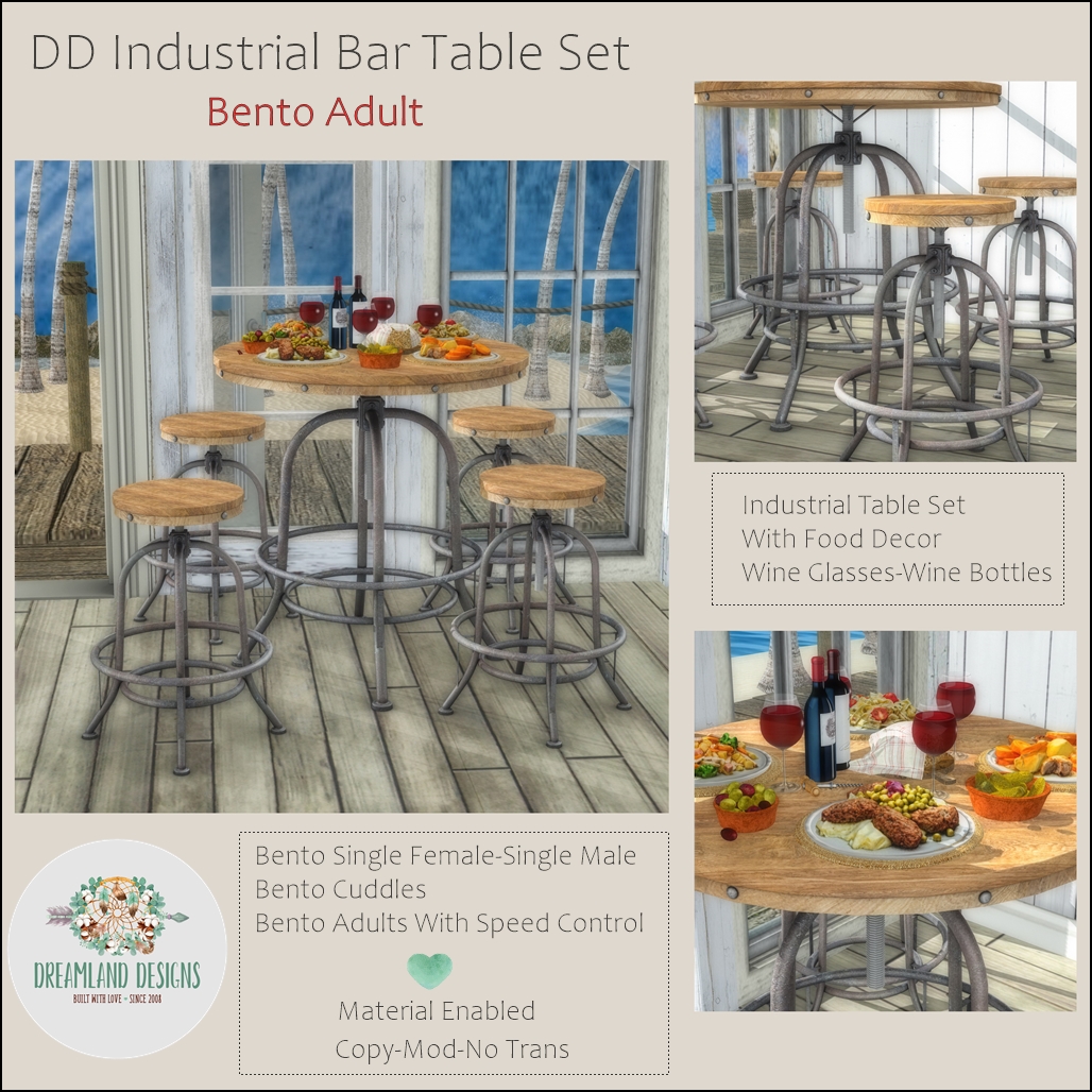 Dreamland Designs – Industrial Bar Table Set