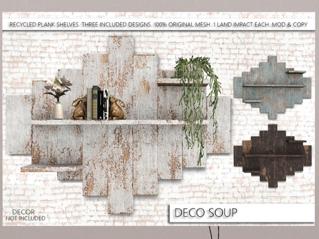 Deco Soup – Recycled Plank Shelves