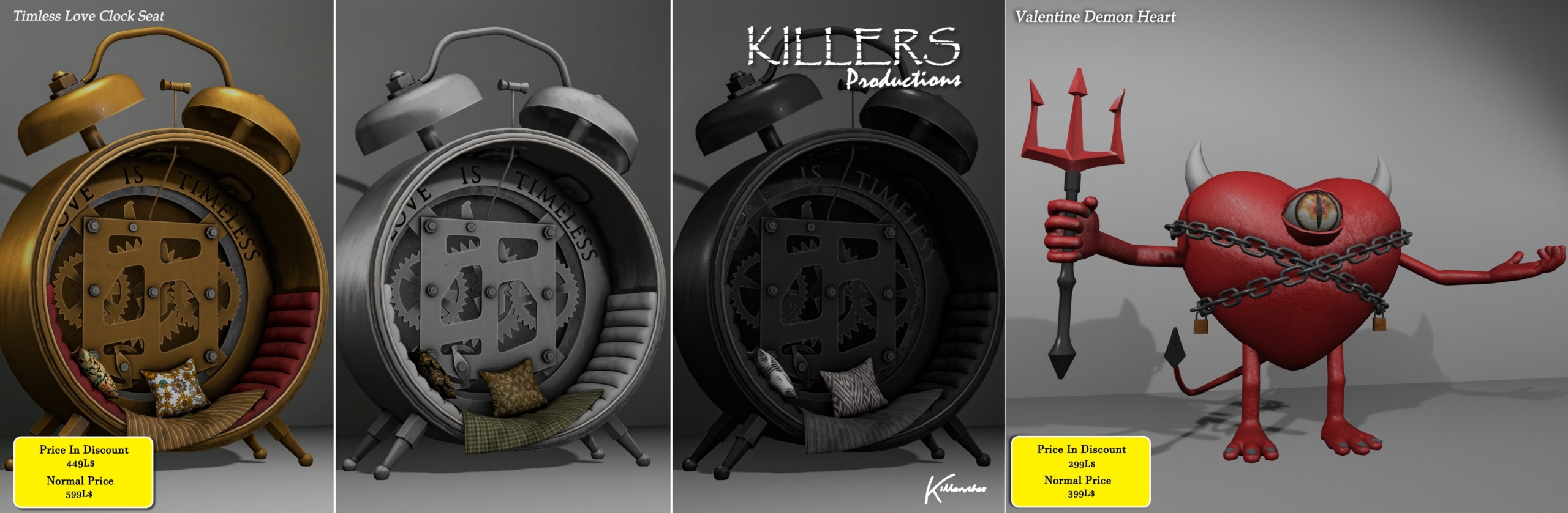 Killers Productions – Timeless Love Clock Seat & Valentine Demon Heart