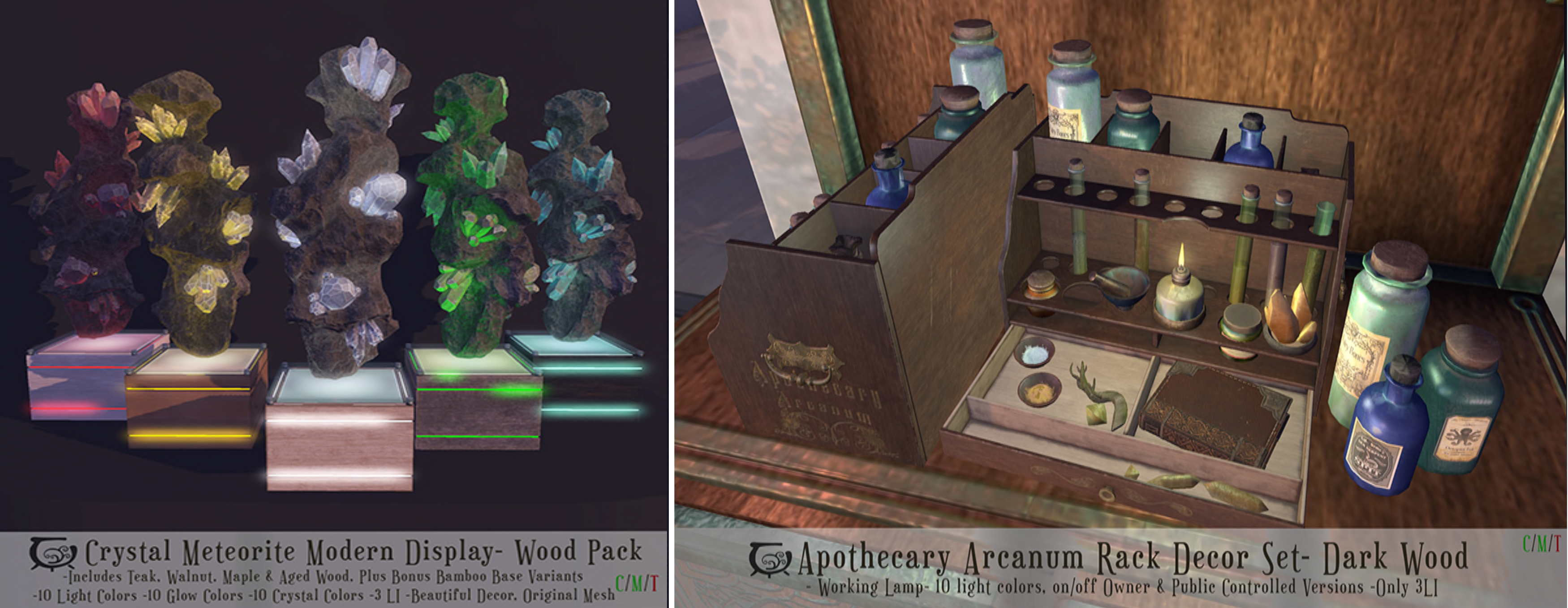 Cerridwen’s Cauldron – Crystal Meteorite Modern Display & Apothecary Arcanum Rack Decor Set