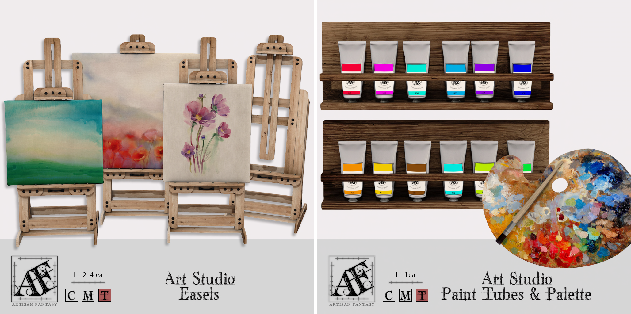 Artisan Fantasy – Art Studio Easels & Paint Tubes/Palette