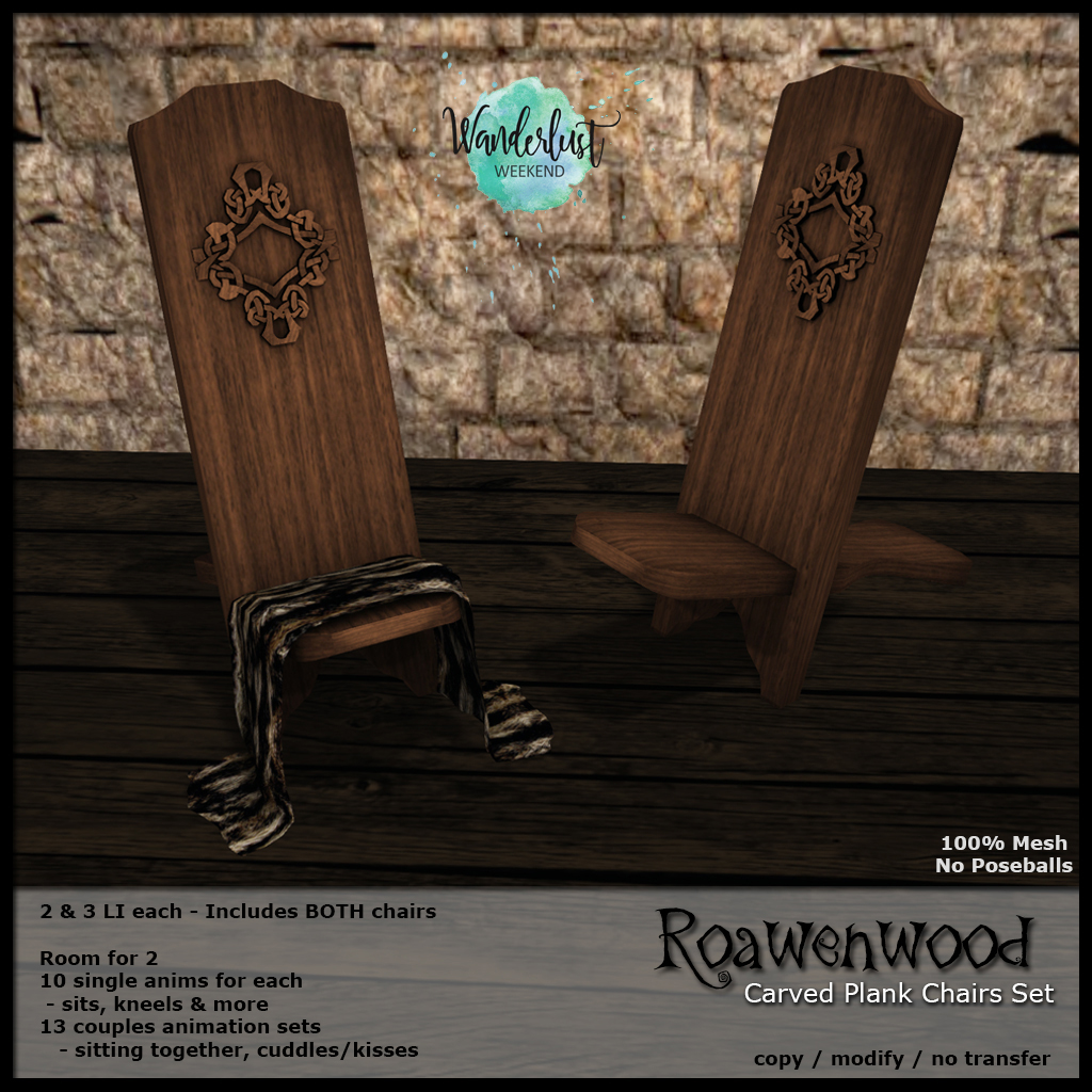 Roawenwood – Carved Plank Chairs