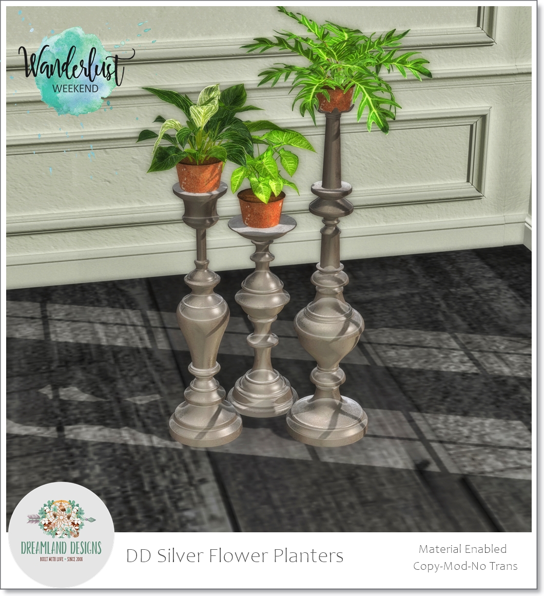Dreamland Designs – Silver Flower Planters