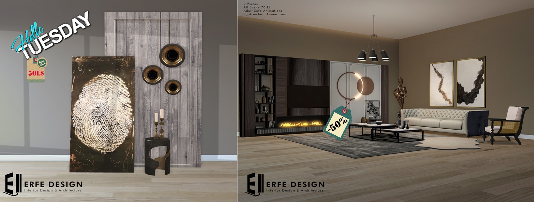 Erfe Design – Footprint Decorative Set & Sakura Living Room Set