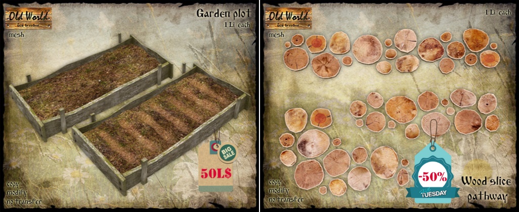 Old World – Garden Plot & Wood Slice Pathway