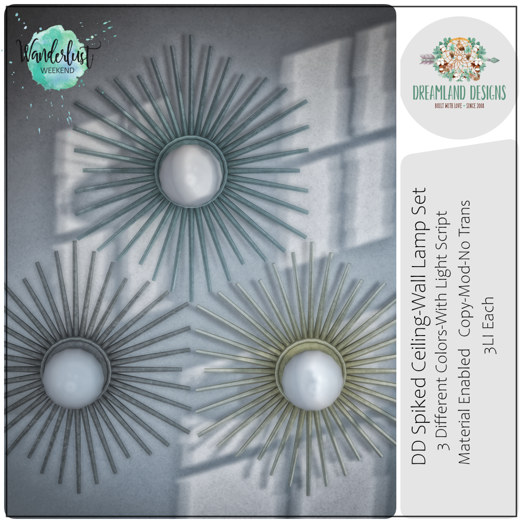 Dreamland Designs – Spiked Ceiling/Wall Lamp Set