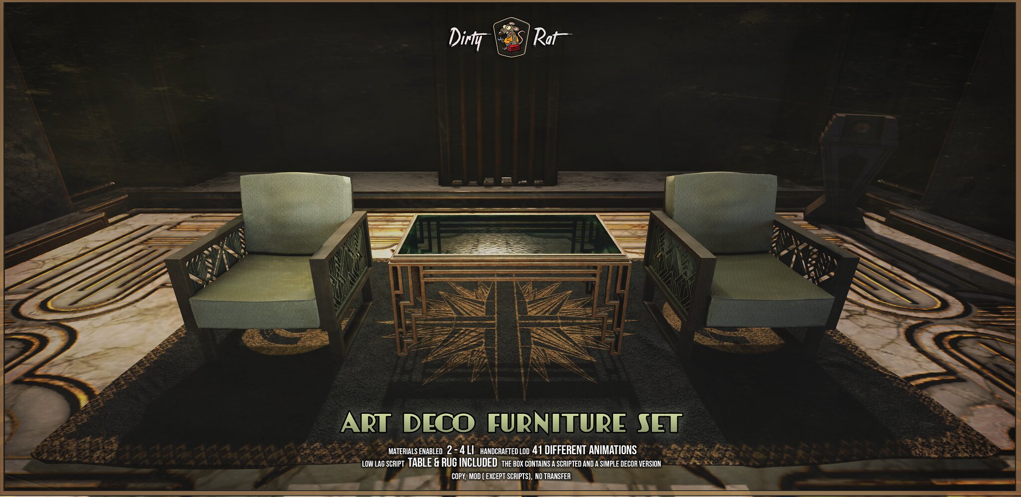 Dirty Rat – Art Deco Furniture, Wall Lamp, Radio and Floor Lamp