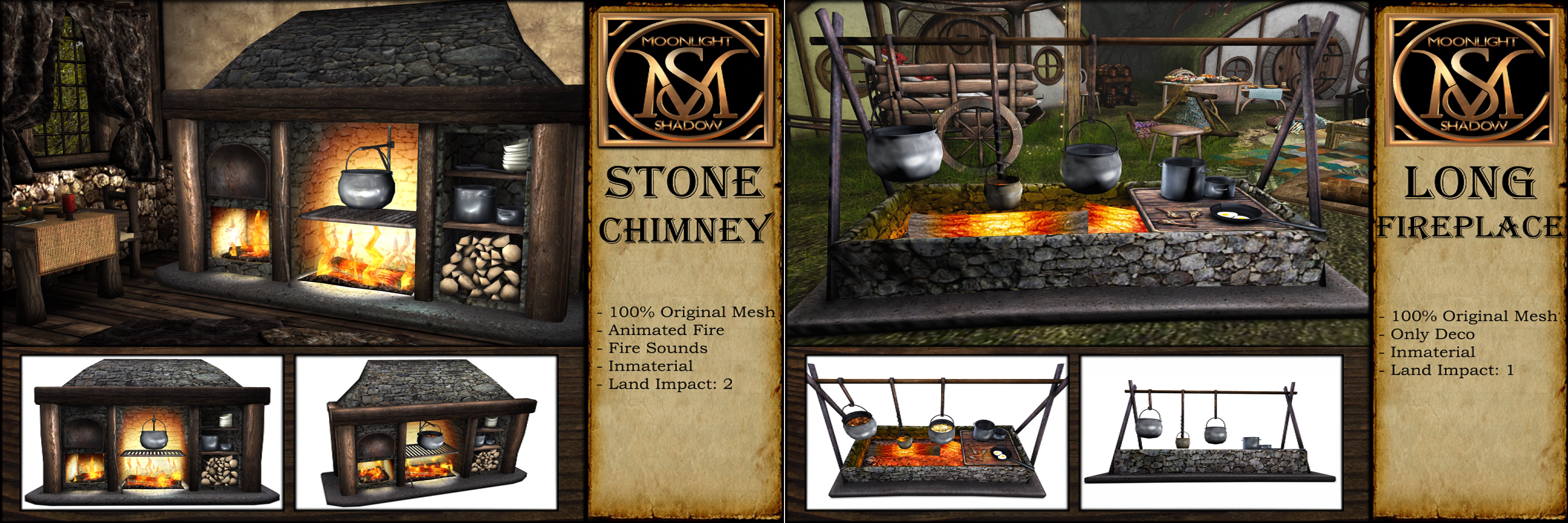 Moonlight Shadow – Stone Chimney & Long Fireplace